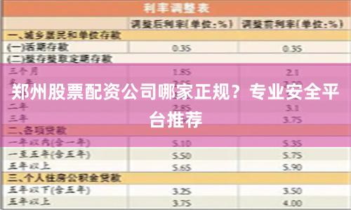 郑州股票配资公司哪家正规？专业安全平台推荐